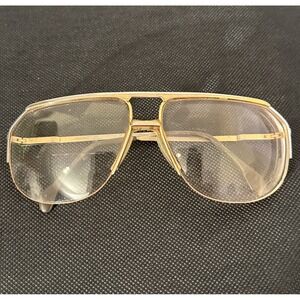 Vintage Retro Double Bridge Gold-Tone Metal/Wire Aviator Style Eyeglass Frames